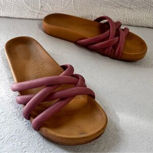 J Crew Pacific Cushy Strap Sandals Pink 8.5 Beach Resort Pool Slides DAMAGED